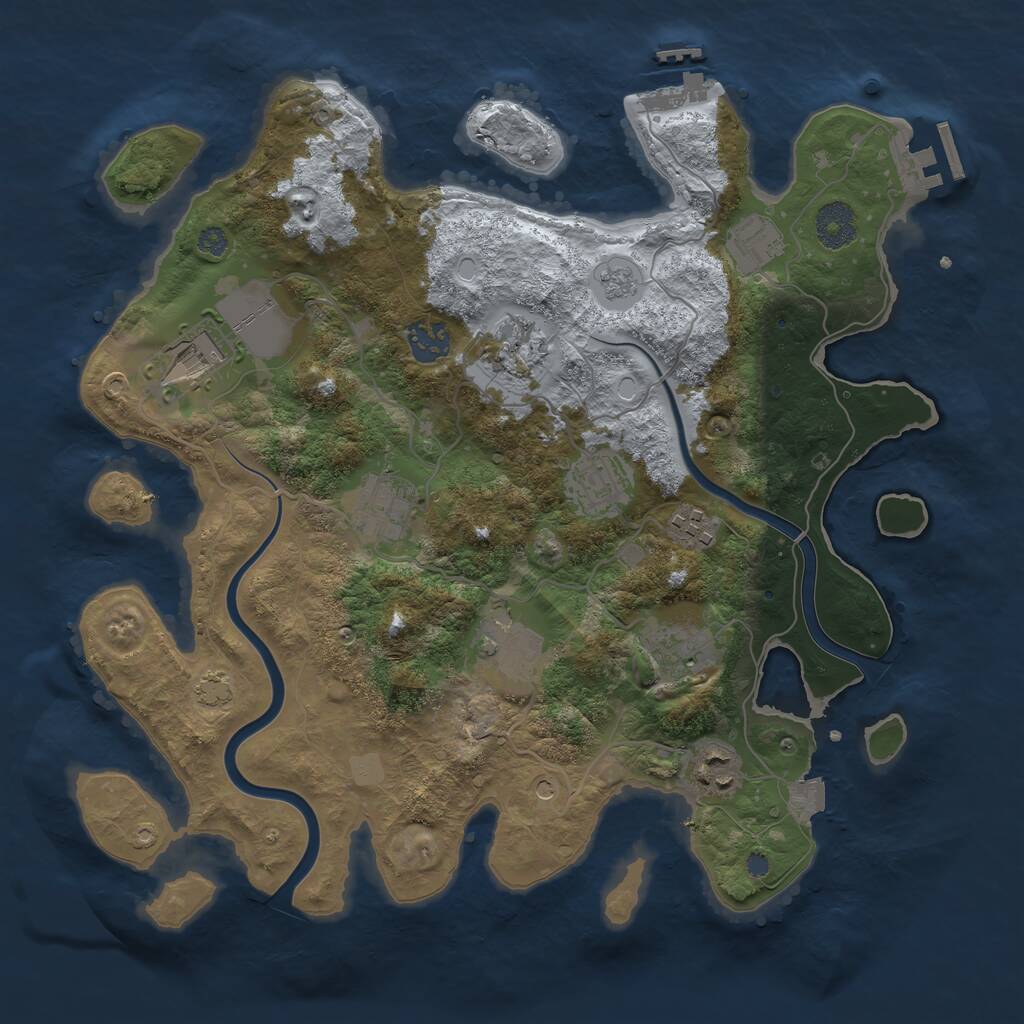 Rust Map: Procedural Map, Size: 3500, Seed: 838502850, 17 Monuments