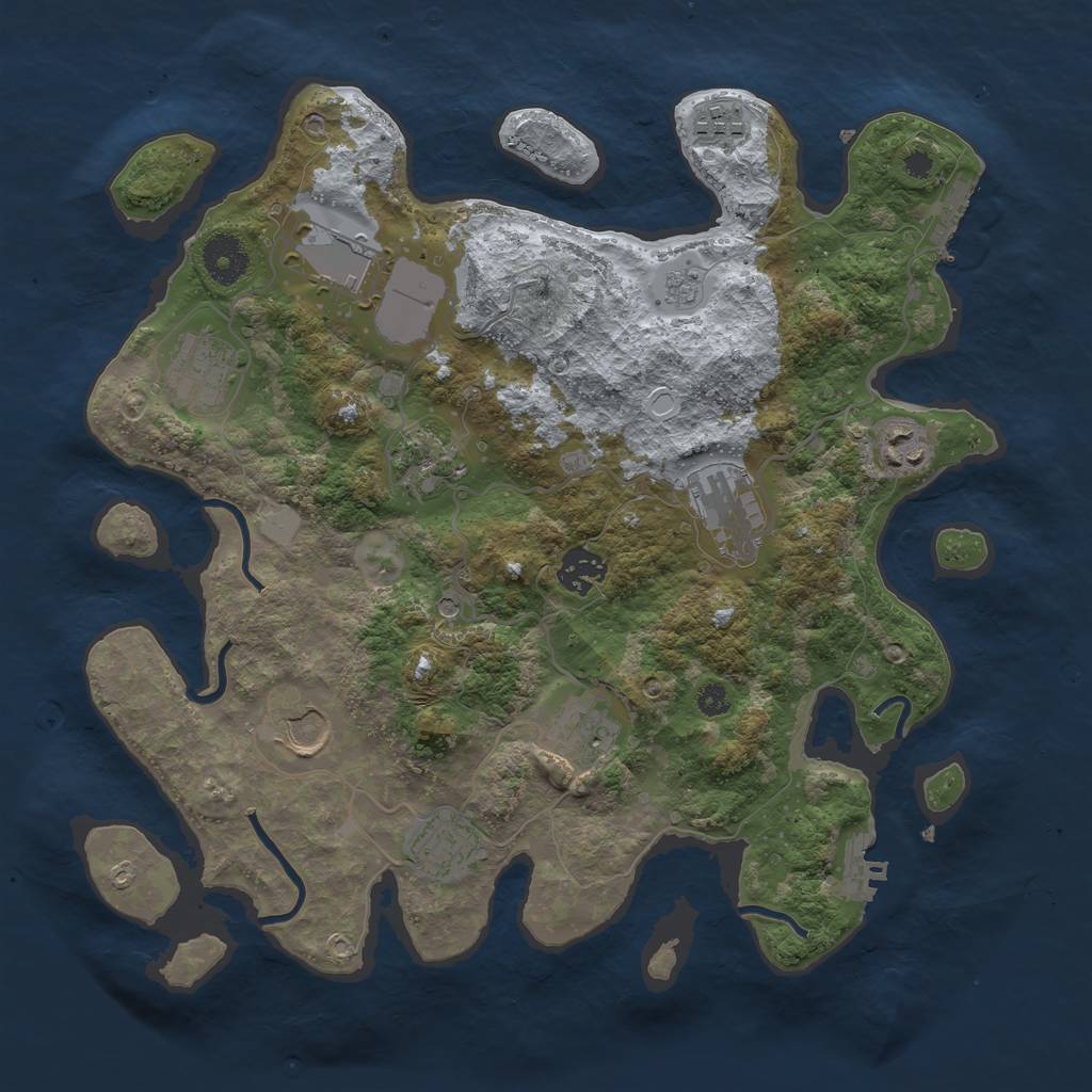 Rust Map: Procedural Map, Size: 3500, Seed: 838502850, 19 Monuments