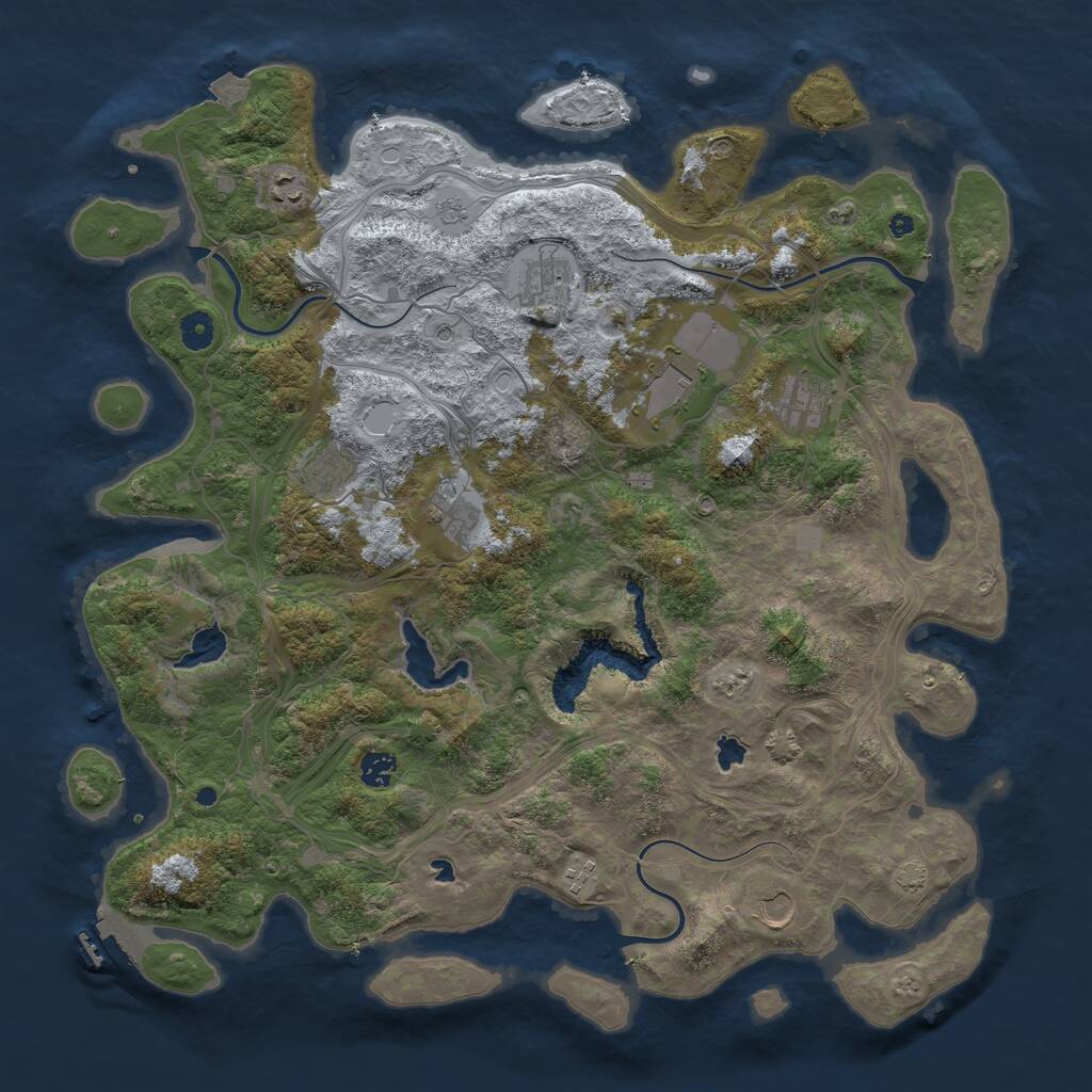 Rust Map: Procedural Map, Size: 4500, Seed: 49346561, 14 Monuments