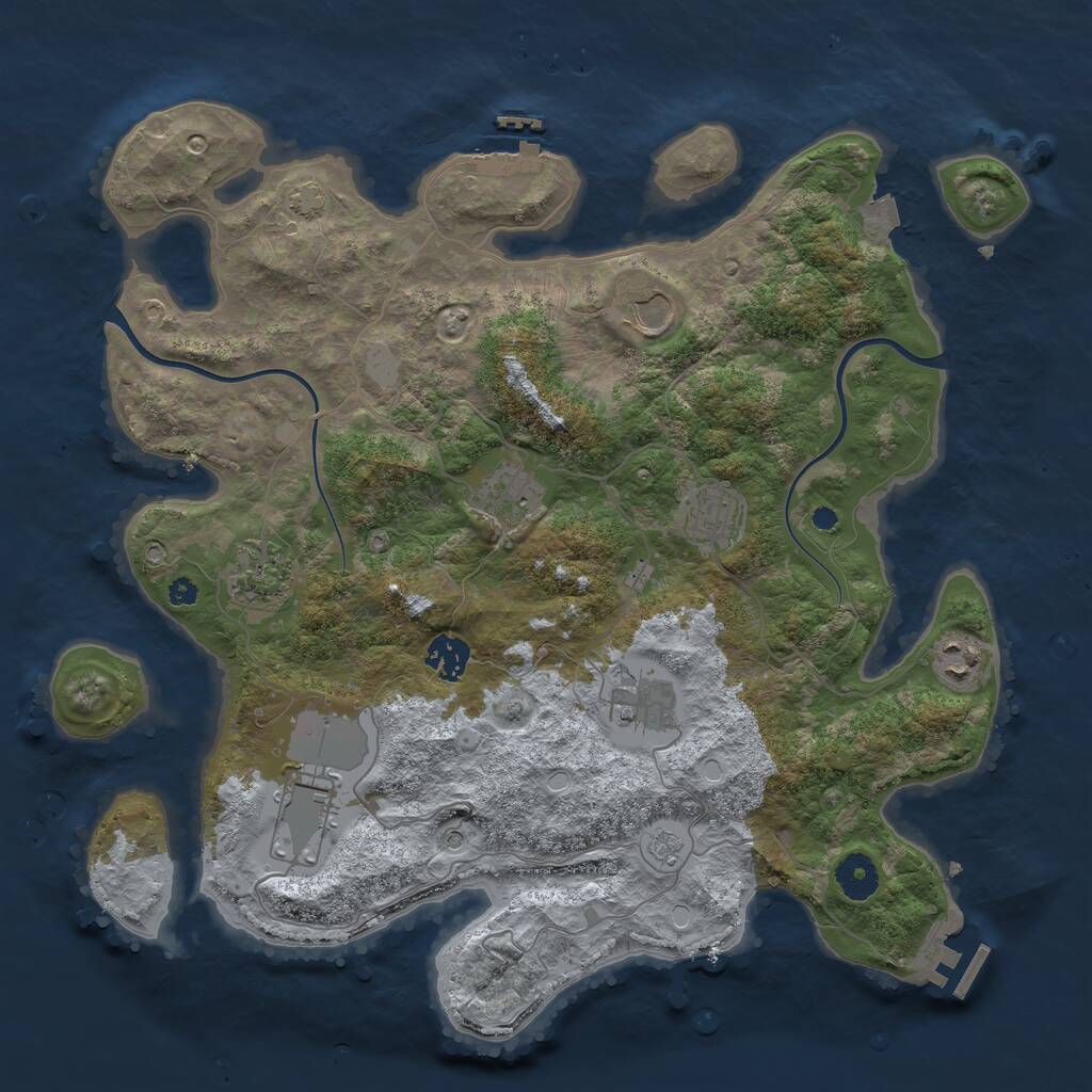 Rust Map: Procedural Map, Size: 3750, Seed: 1017037546, 14 Monuments