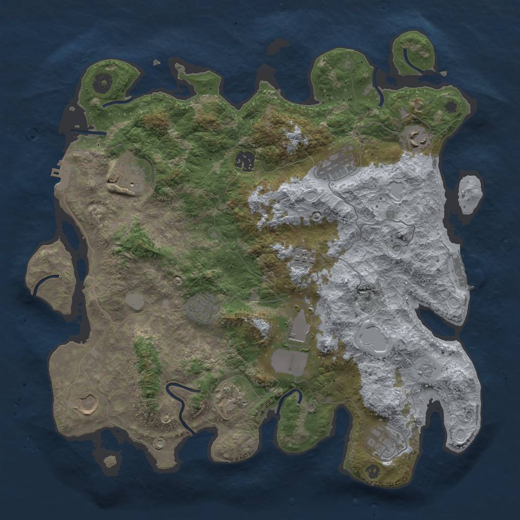 Rust Map: Procedural Map, Size: 3850, Seed: 54622653, 19 Monuments