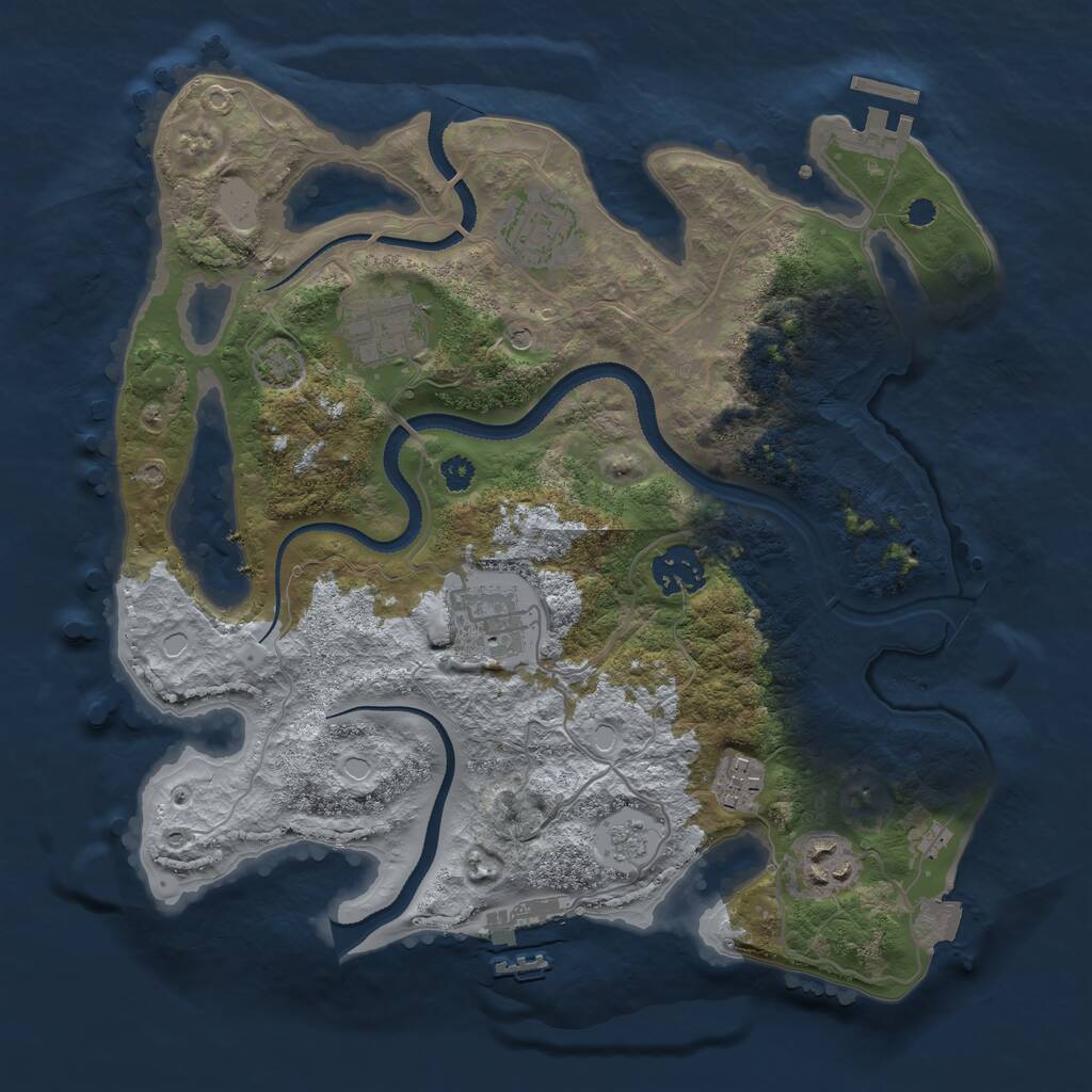 Rust Map: Procedural Map, Size: 3200, Seed: 4295, 12 Monuments