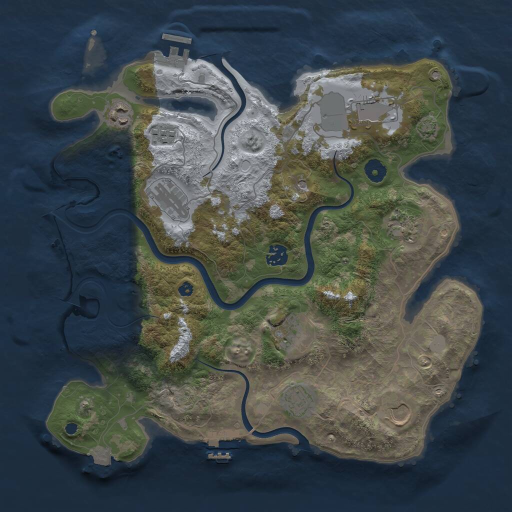 Rust Map: Procedural Map, Size: 3500, Seed: 958142998, 14 Monuments