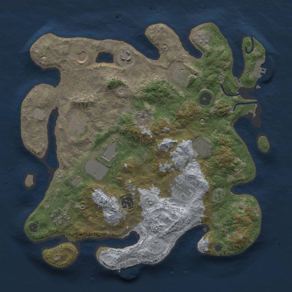 Rust Map: Procedural Map, Size: 3500, Seed: 1033741046, 19 Monuments