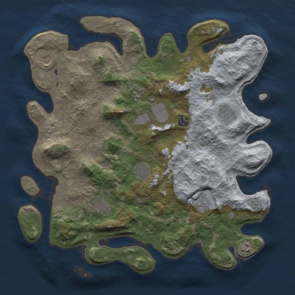 Rust Map: Barren, Size: 4000, Seed: 1066066746, 13 Monuments
