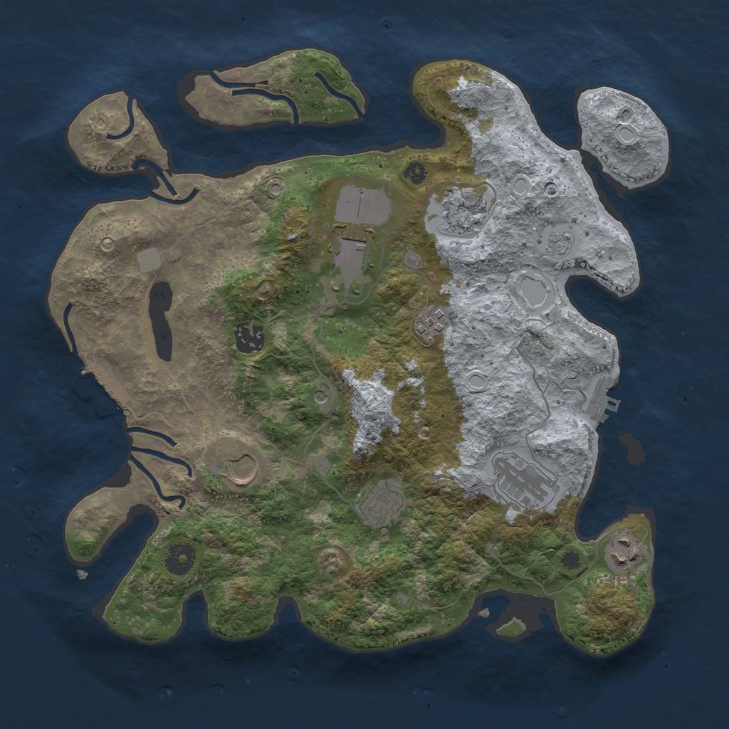 Rust Map: Procedural Map, Size: 3500, Seed: 115905843, 17 Monuments