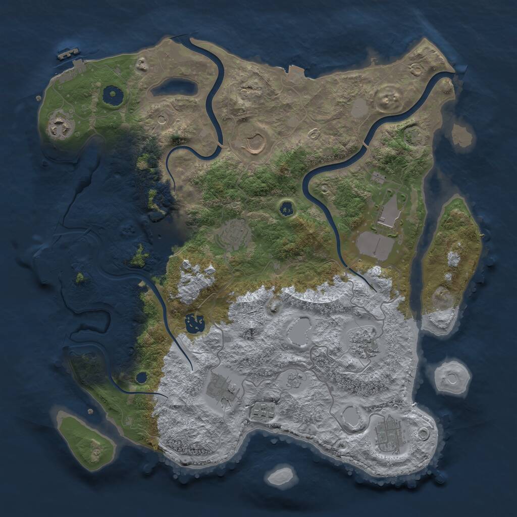 Rust Map: Procedural Map, Size: 3800, Seed: 1905601031, 16 Monuments