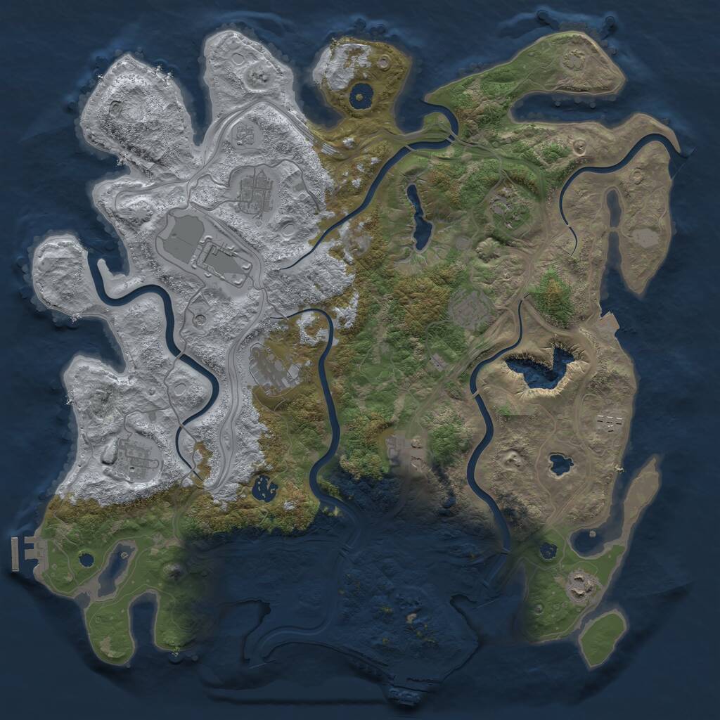 Rust Map: Procedural Map, Size: 4250, Seed: 2121861363, 16 Monuments
