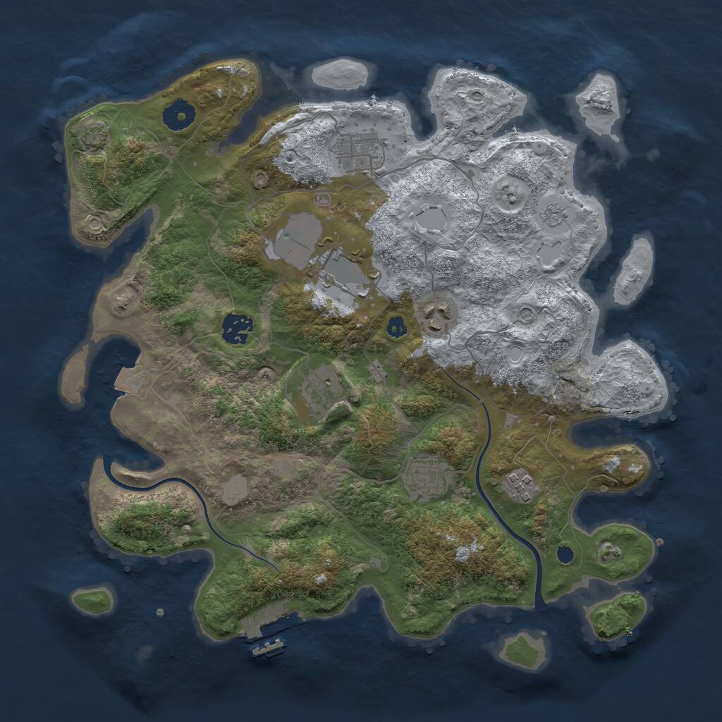 Rust Map: Procedural Map, Size: 3500, Seed: 641777147, 12 Monuments