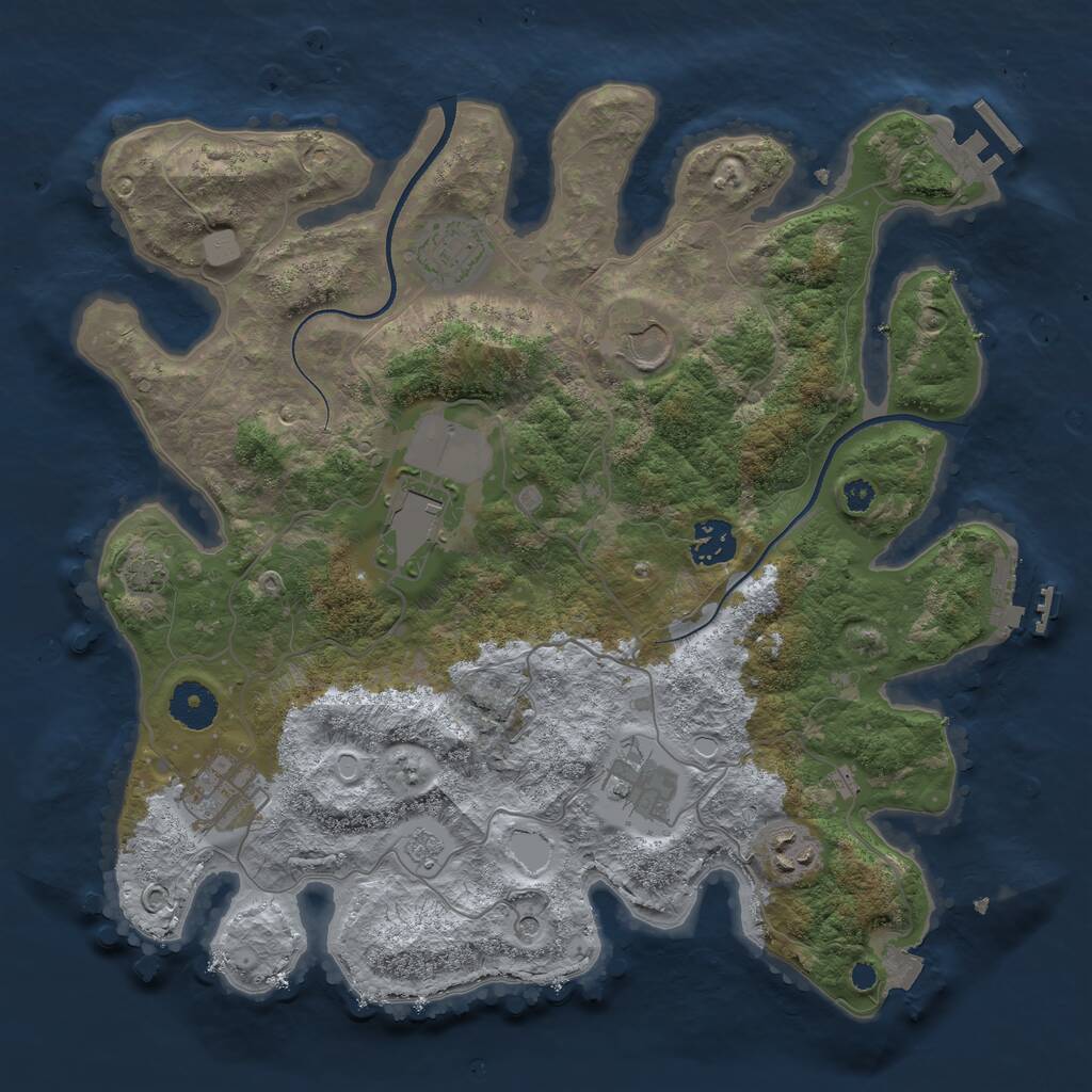 Rust Map: Procedural Map, Size: 3500, Seed: 1568037934, 13 Monuments