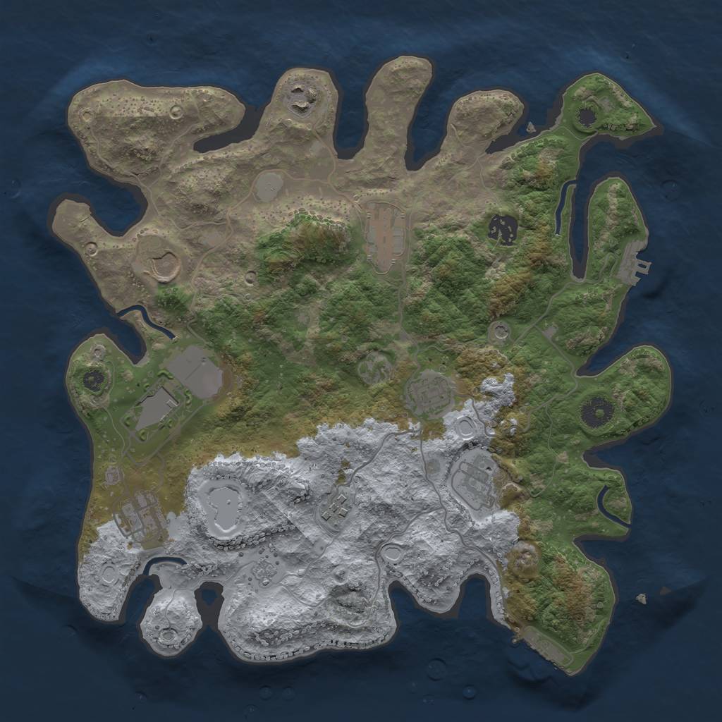 Rust Map: Procedural Map, Size: 3500, Seed: 1568037934, 18 Monuments