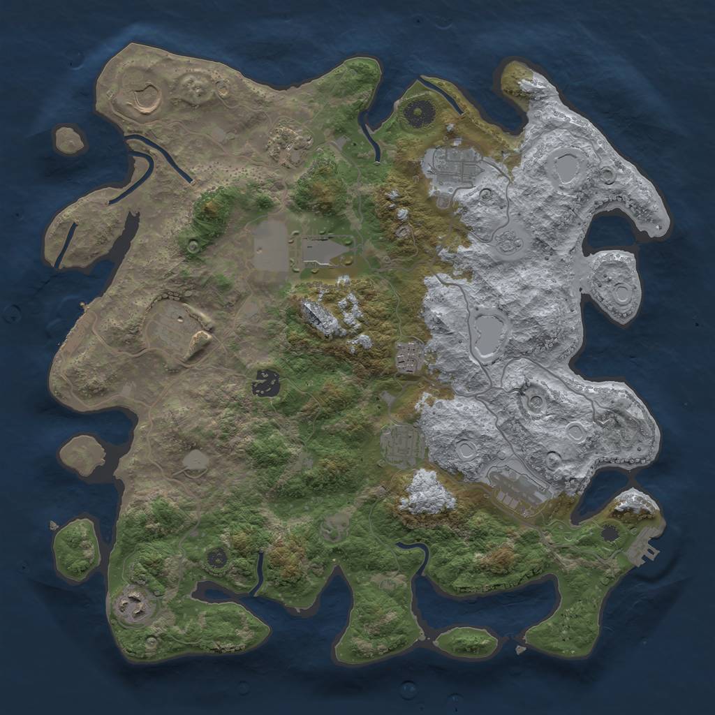 Rust Map: Procedural Map, Size: 3700, Seed: 389105292, 19 Monuments