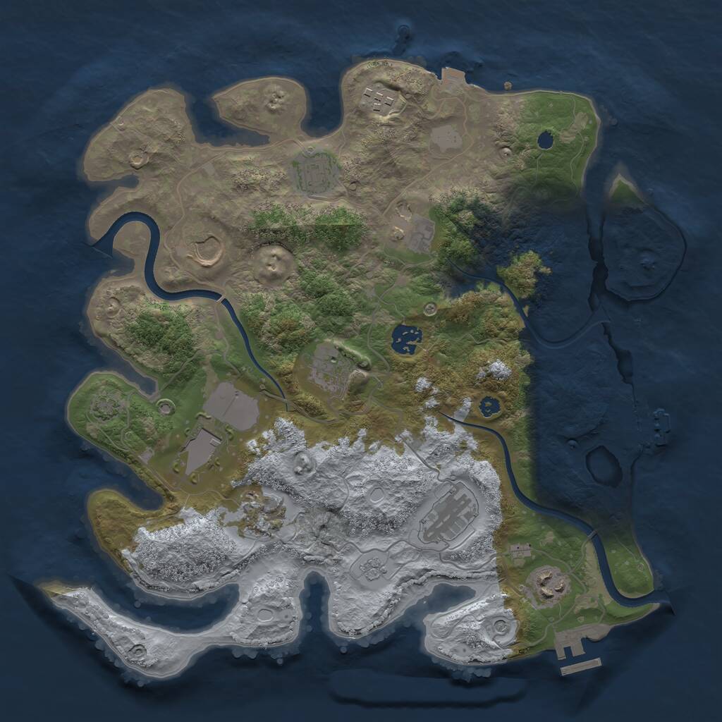 Rust Map: Procedural Map, Size: 3560, Seed: 993459, 16 Monuments