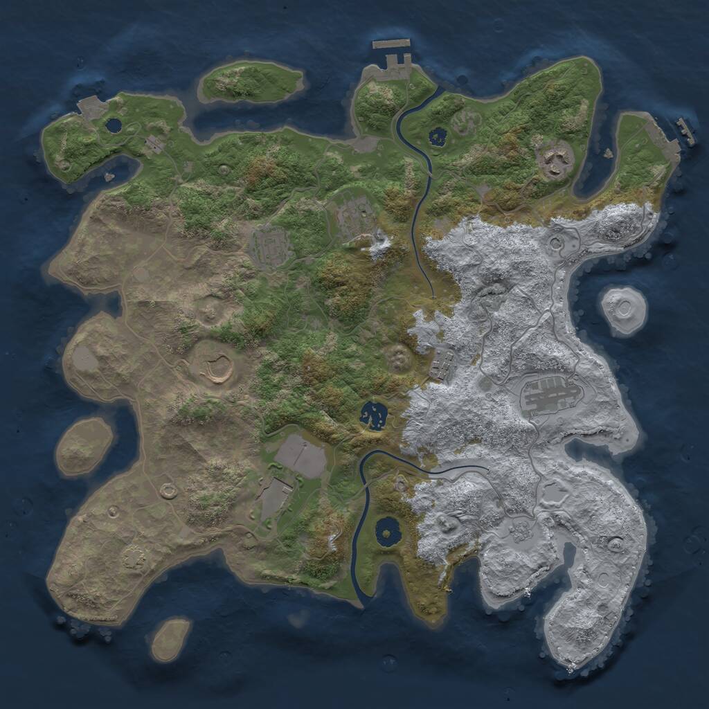 Rust Map: Procedural Map, Size: 3800, Seed: 14578938, 14 Monuments