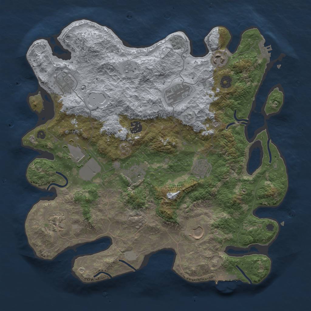 Rust Map: Procedural Map, Size: 3700, Seed: 535977555, 19 Monuments