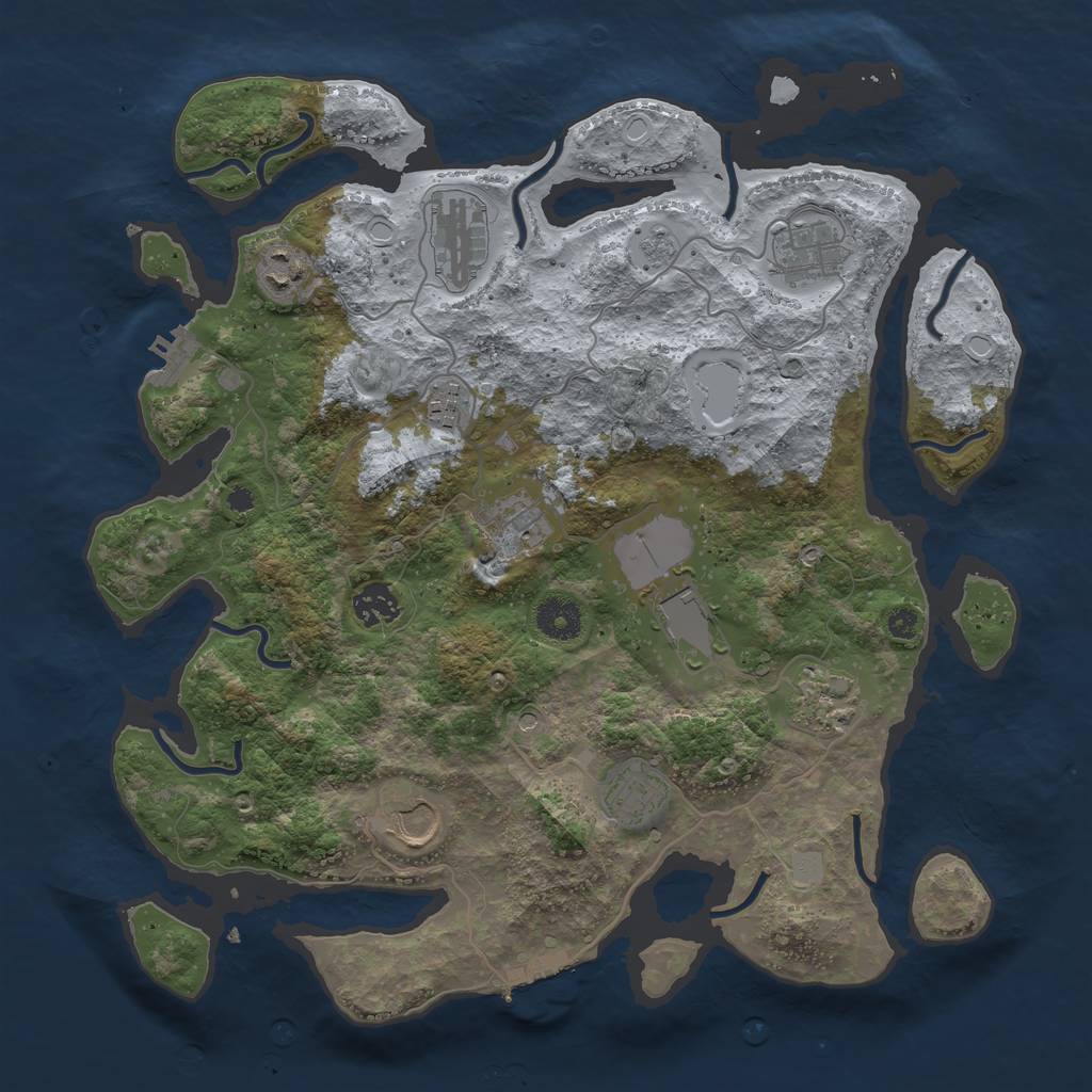 Rust Map: Procedural Map, Size: 3700, Seed: 75225348, 19 Monuments