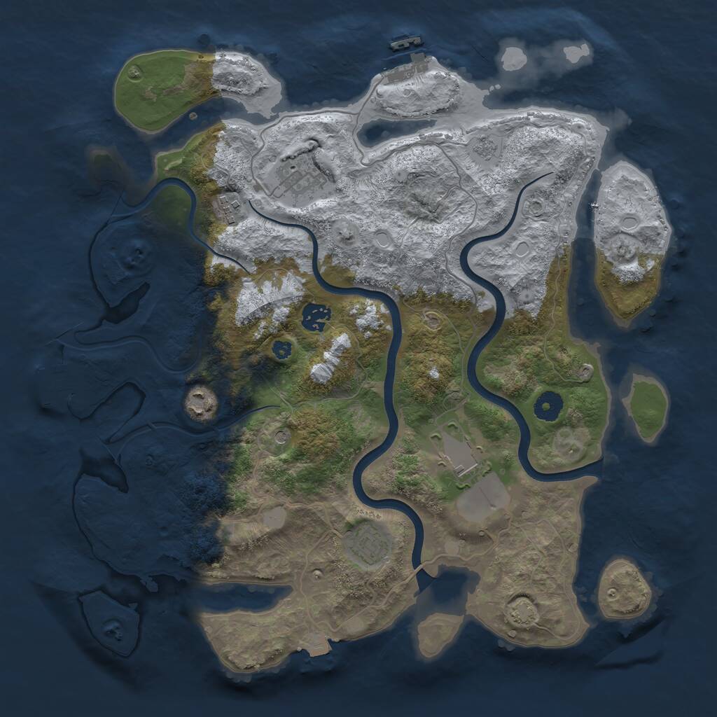 Rust Map: Procedural Map, Size: 3700, Seed: 75225348, 12 Monuments