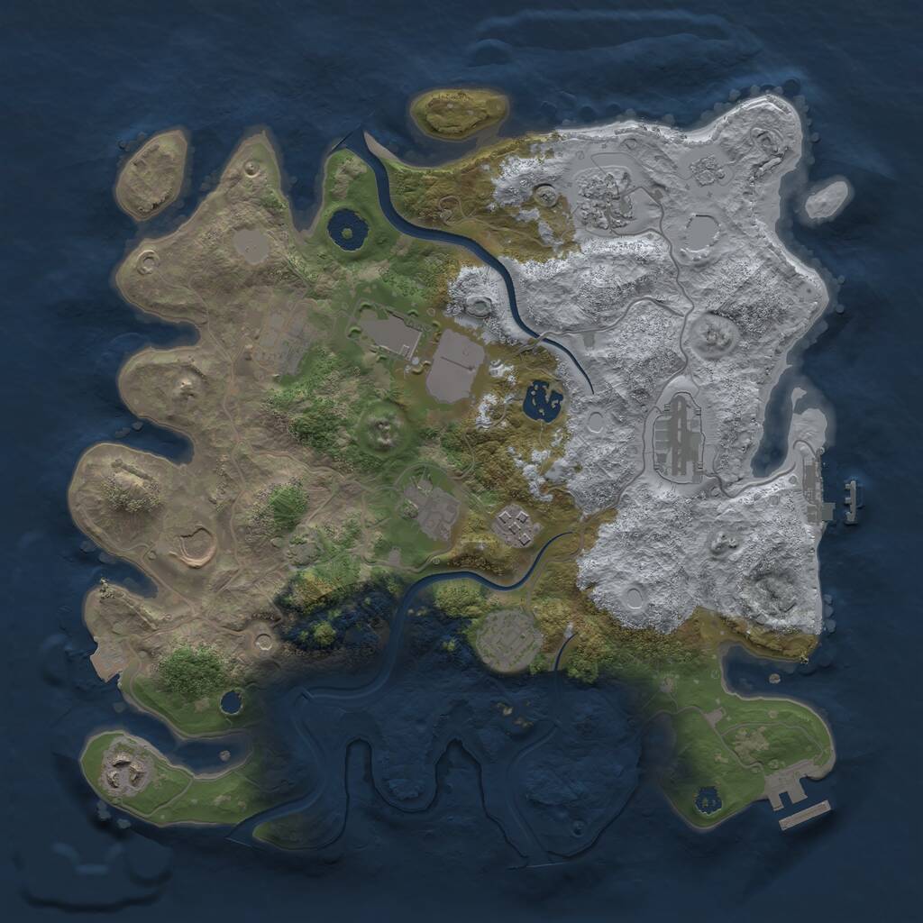 Rust Map: Procedural Map, Size: 3500, Seed: 91993315, 16 Monuments