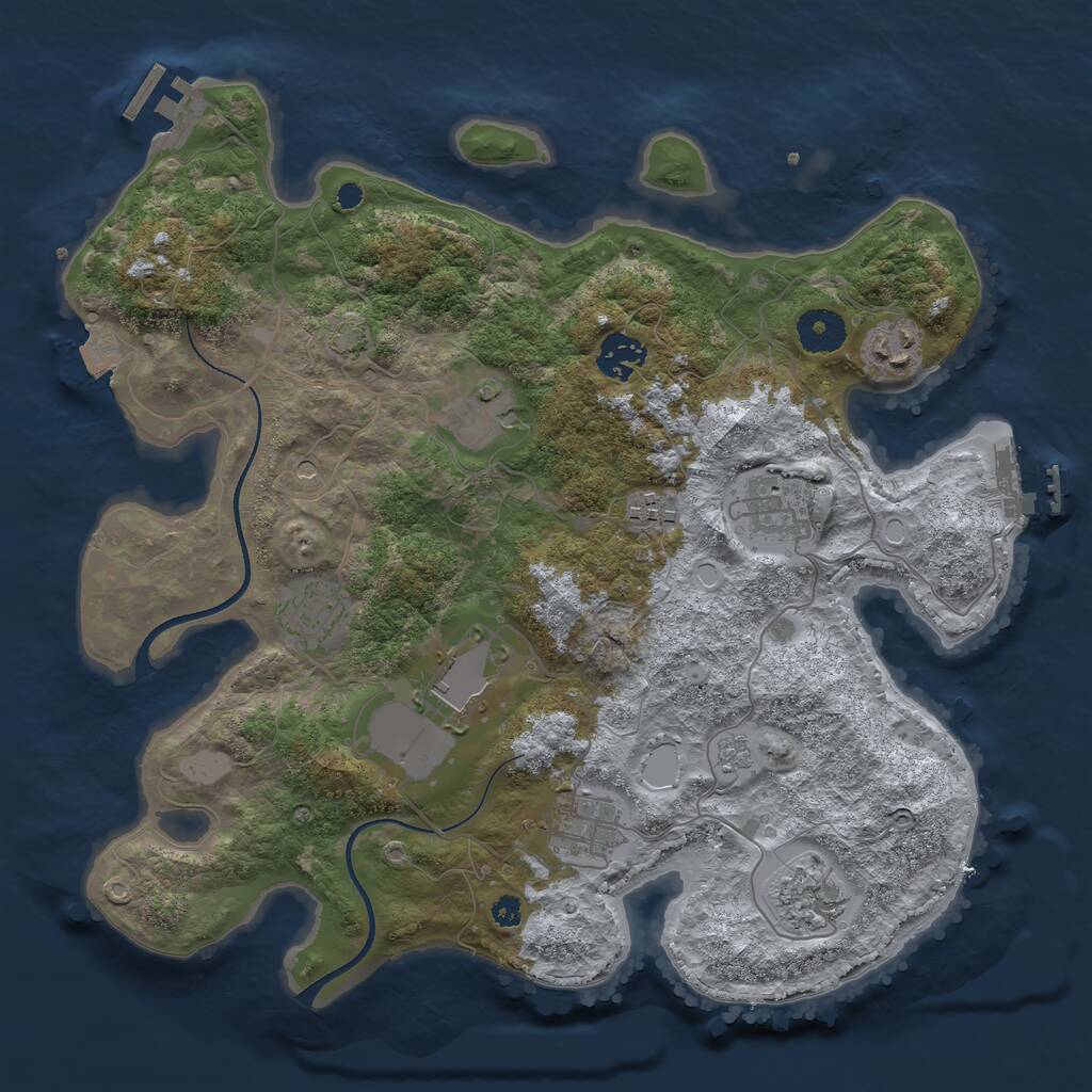 Rust Map: Procedural Map, Size: 3500, Seed: 1754229927, 15 Monuments