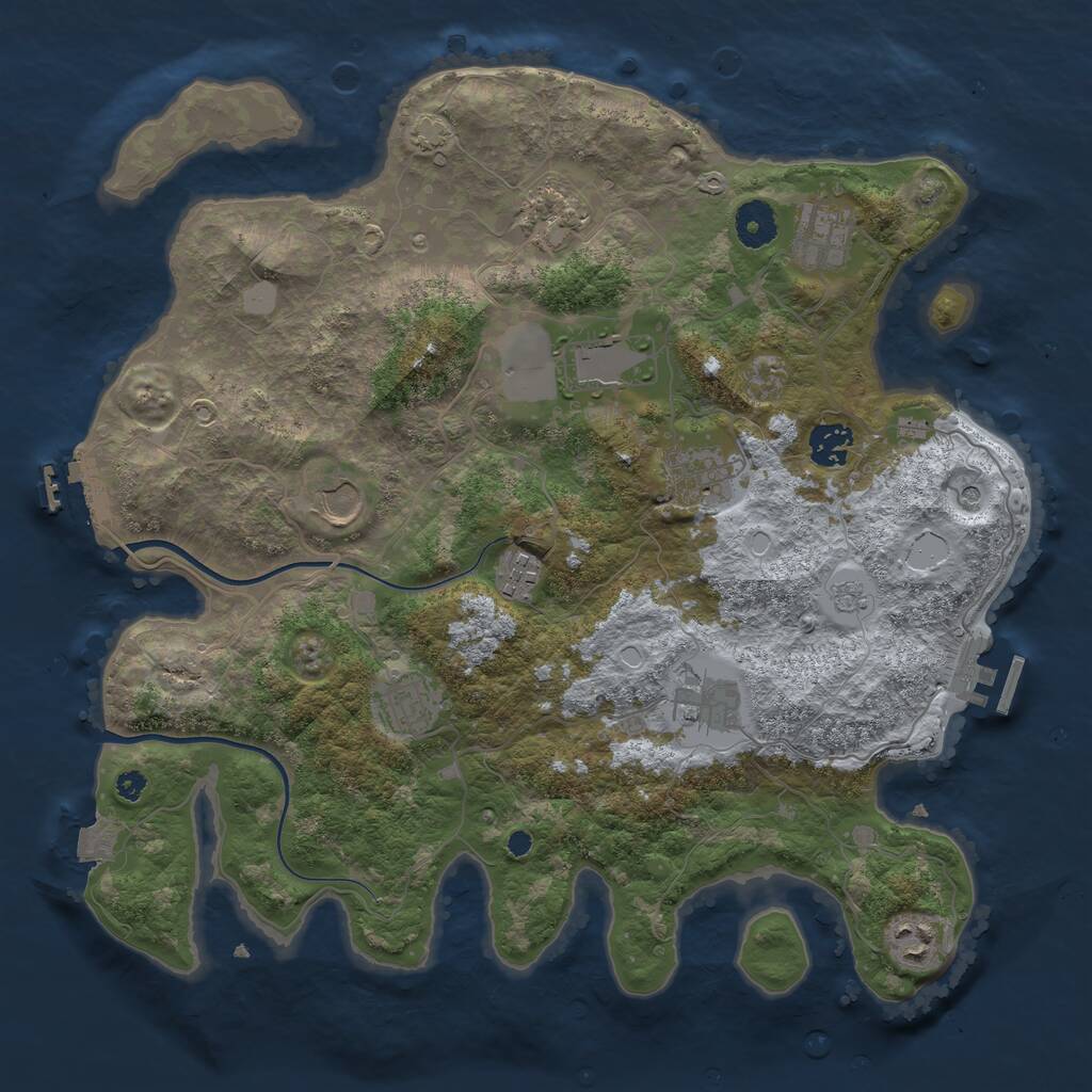 Rust Map: Procedural Map, Size: 3700, Seed: 724932209, 16 Monuments