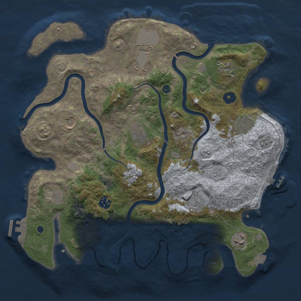 Rust Map: Procedural Map, Size: 3700, Seed: 724932209, 16 Monuments