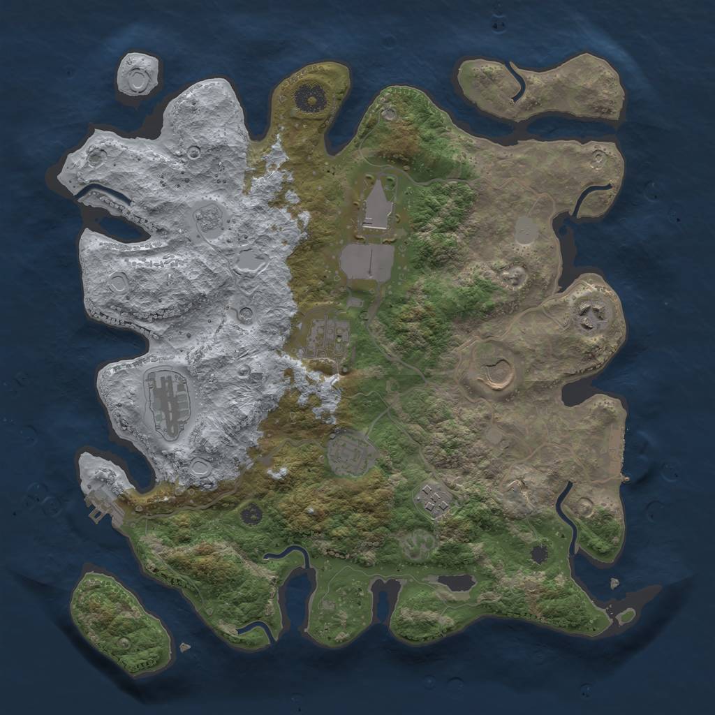 Rust Map: Procedural Map, Size: 3500, Seed: 43340733, 16 Monuments