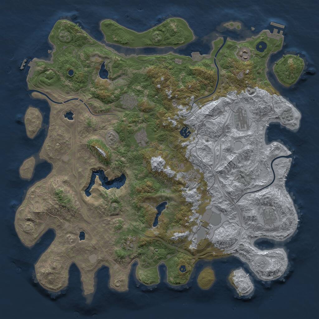 Rust Map: Procedural Map, Size: 4500, Seed: 1218034720, 16 Monuments