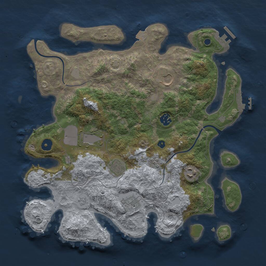 Rust Map: Procedural Map, Size: 3500, Seed: 130858742, 13 Monuments