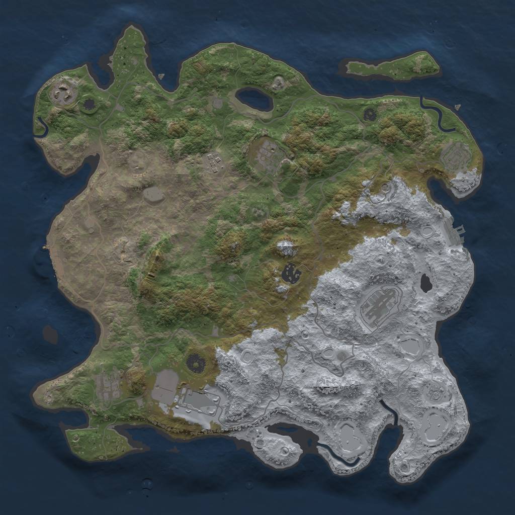 Rust Map: Procedural Map, Size: 4000, Seed: 454, 17 Monuments