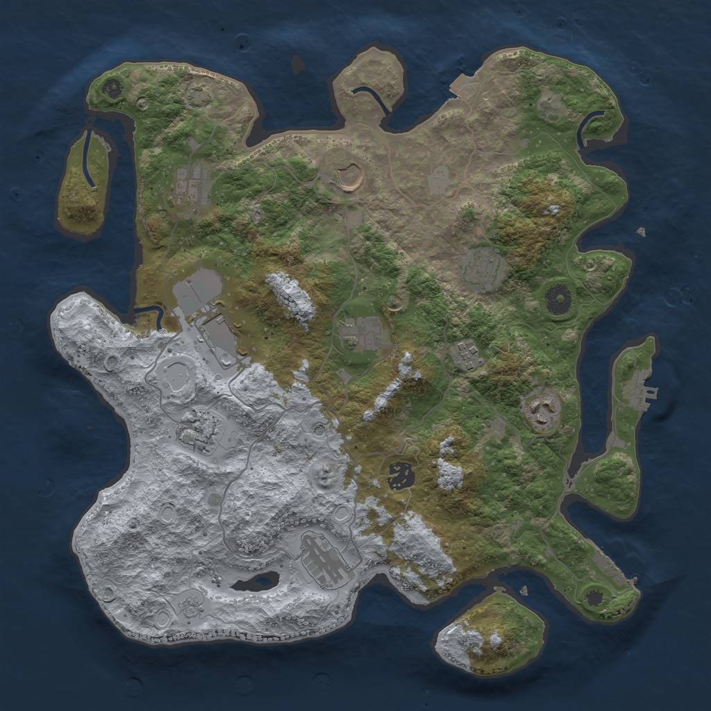 Rust Map: Procedural Map, Size: 3750, Seed: 49933470, 18 Monuments