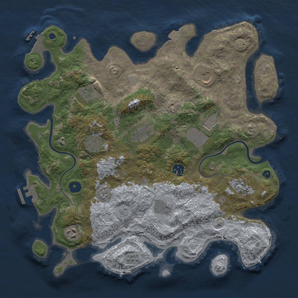 Rust Map: Procedural Map, Size: 3800, Seed: 1225, 16 Monuments