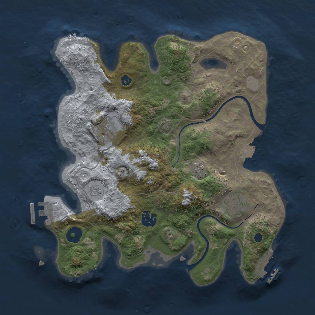 Rust Map: Procedural Map, Size: 3000, Seed: 328140679, 9 Monuments