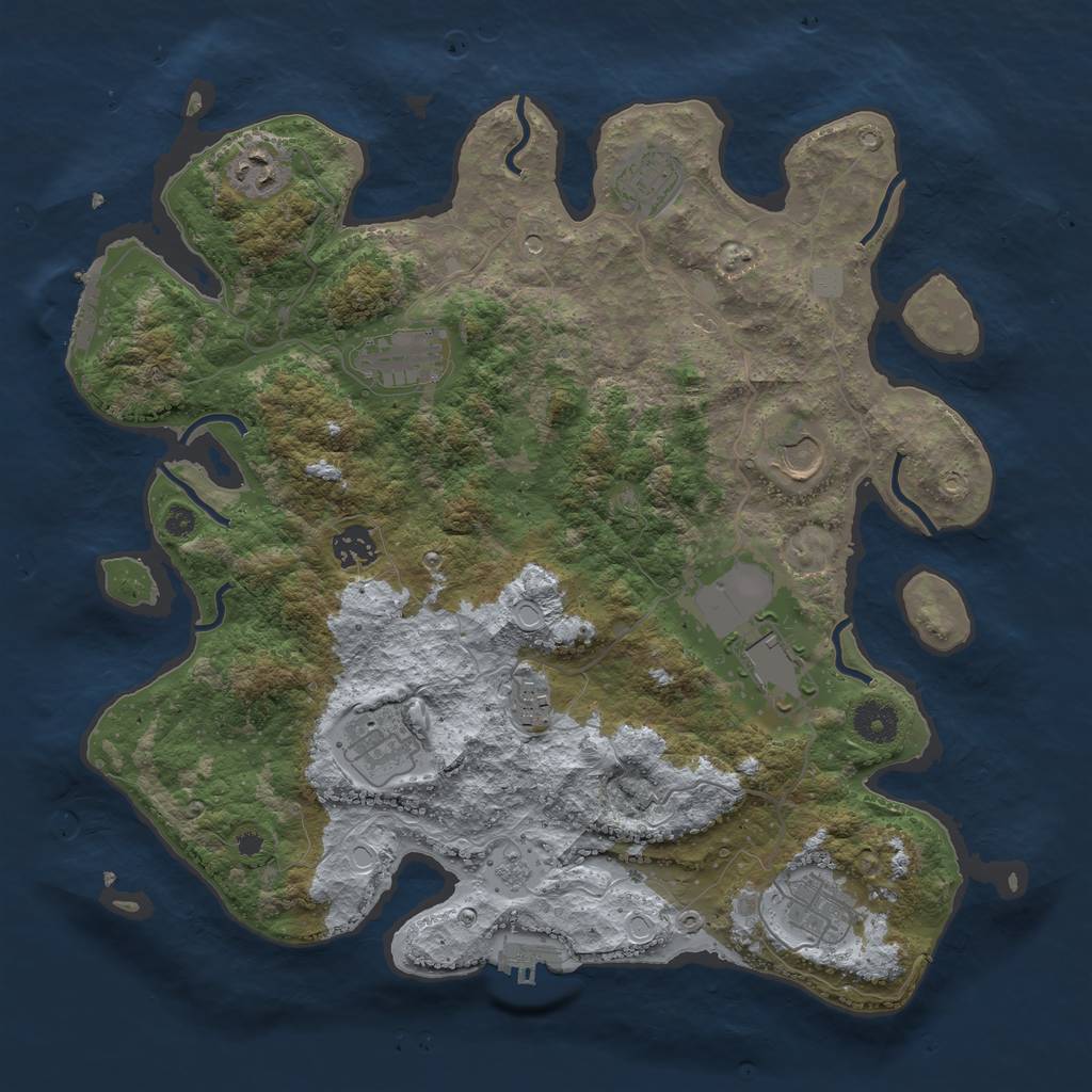 Rust Map: Procedural Map, Size: 3750, Seed: 1484797121, 18 Monuments