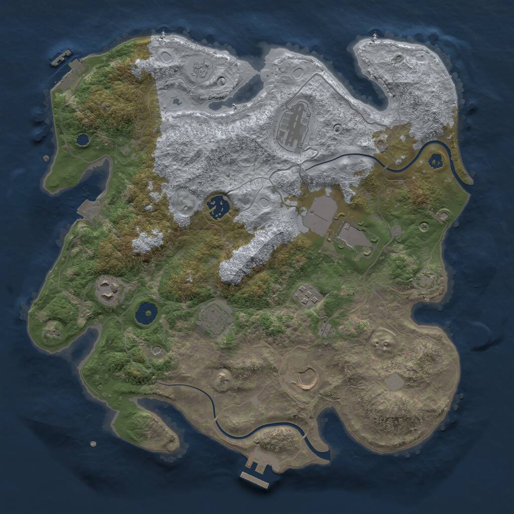 Rust Map: Procedural Map, Size: 3500, Seed: 2112999, 13 Monuments