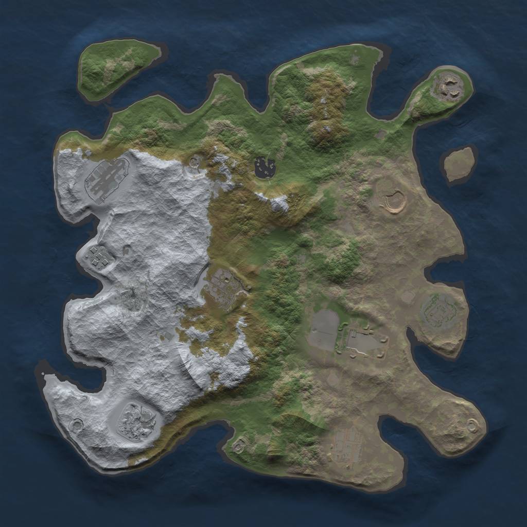 Rust Map: Barren, Size: 3500, Seed: 1278910298, 13 Monuments