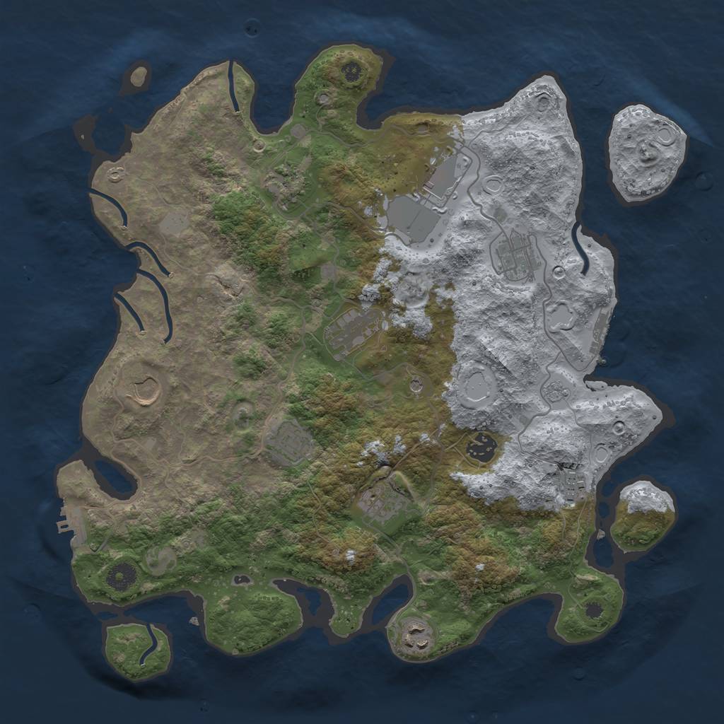 Rust Map: Procedural Map, Size: 3800, Seed: 5425711, 19 Monuments