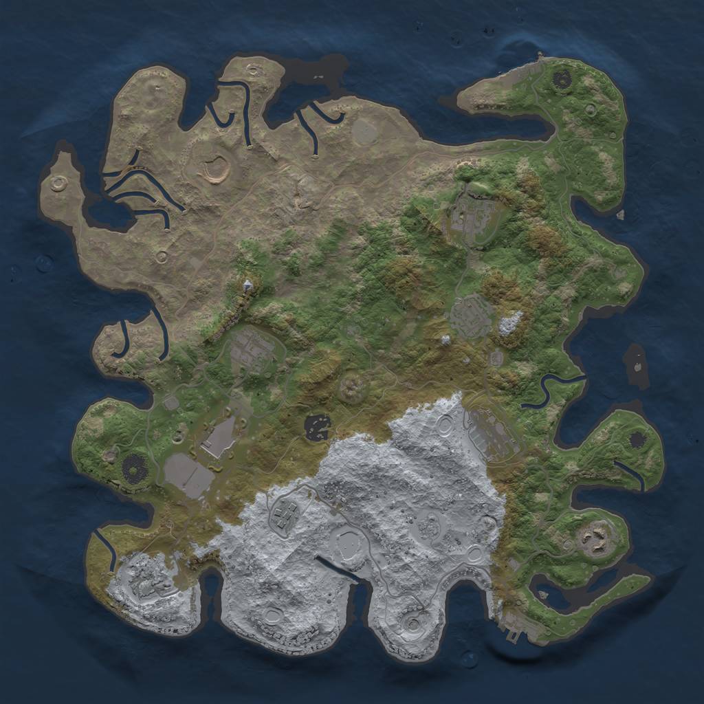 Rust Map: Procedural Map, Size: 3800, Seed: 107828579, 19 Monuments