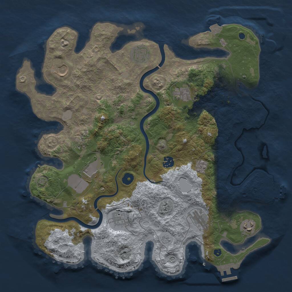 Rust Map: Procedural Map, Size: 3800, Seed: 107828579, 16 Monuments