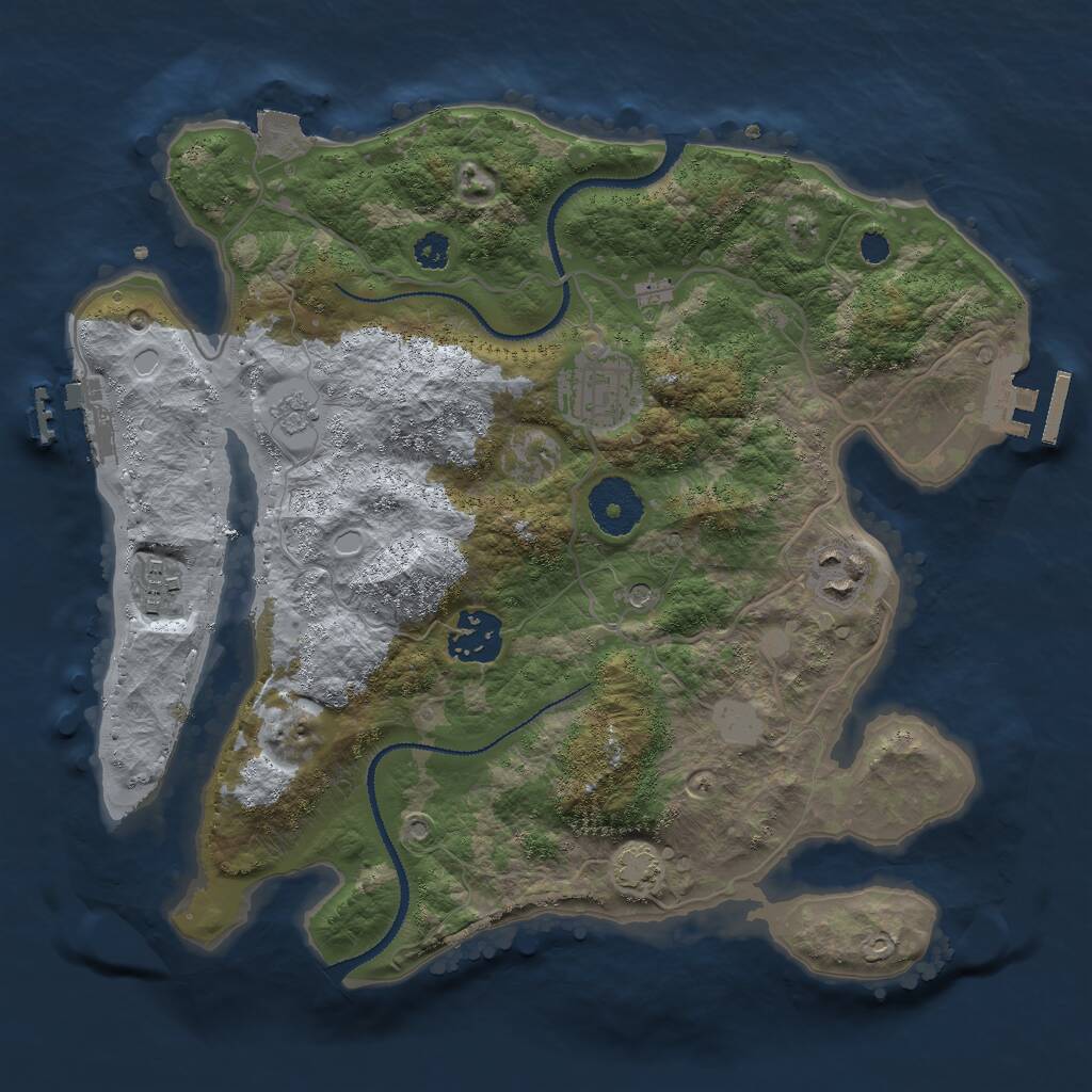 Rust Map: Procedural Map, Size: 3000, Seed: 574314168, 10 Monuments