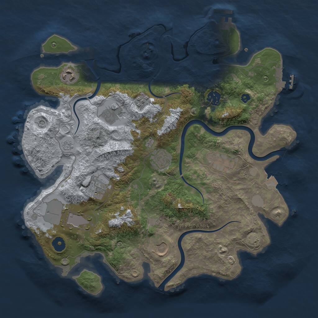 Rust Map: Procedural Map, Size: 3500, Seed: 127647789, 15 Monuments