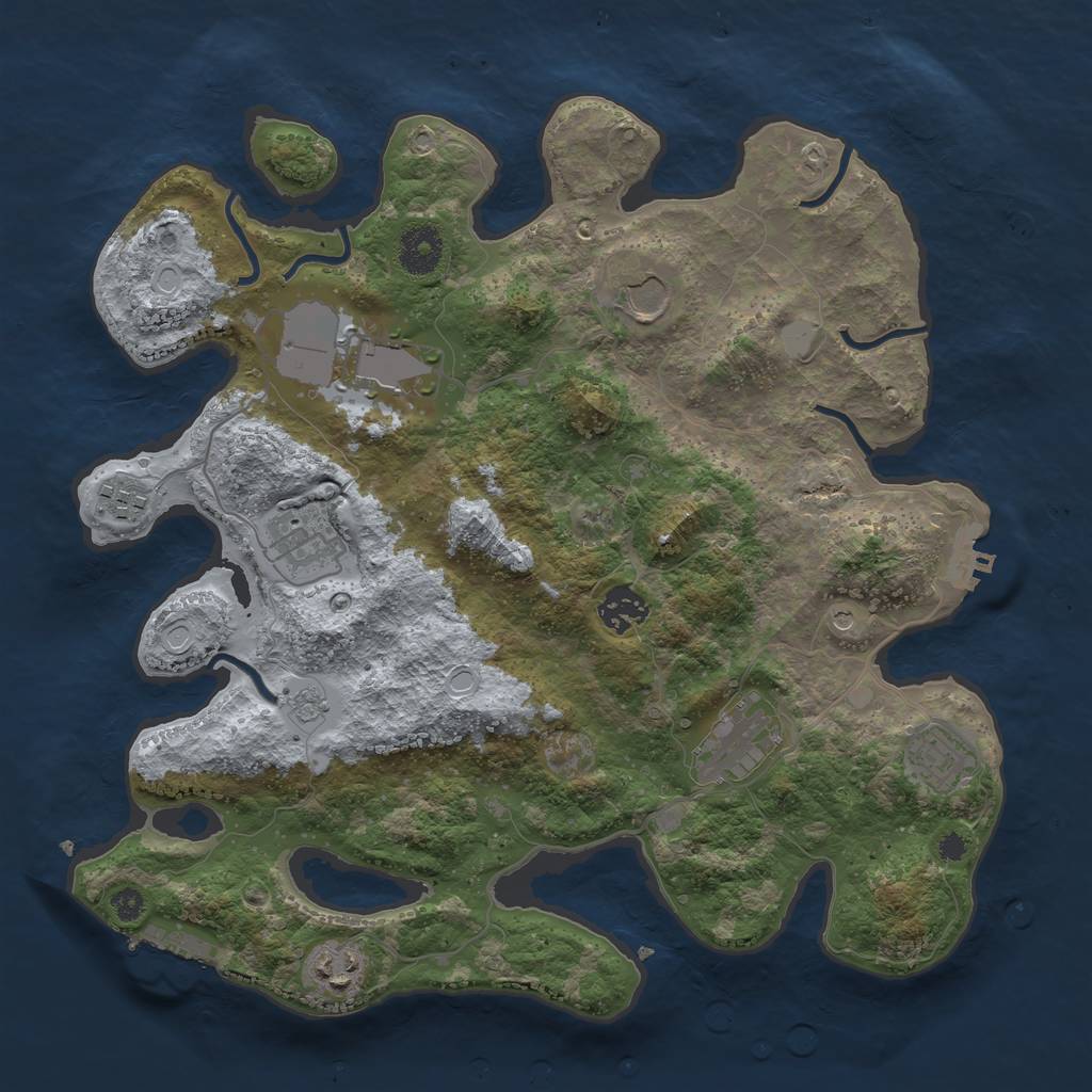 Rust Map: Procedural Map, Size: 3500, Seed: 2122464453, 17 Monuments