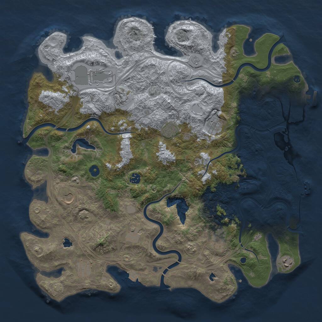 Rust Map: Procedural Map, Size: 4500, Seed: 741258, 17 Monuments