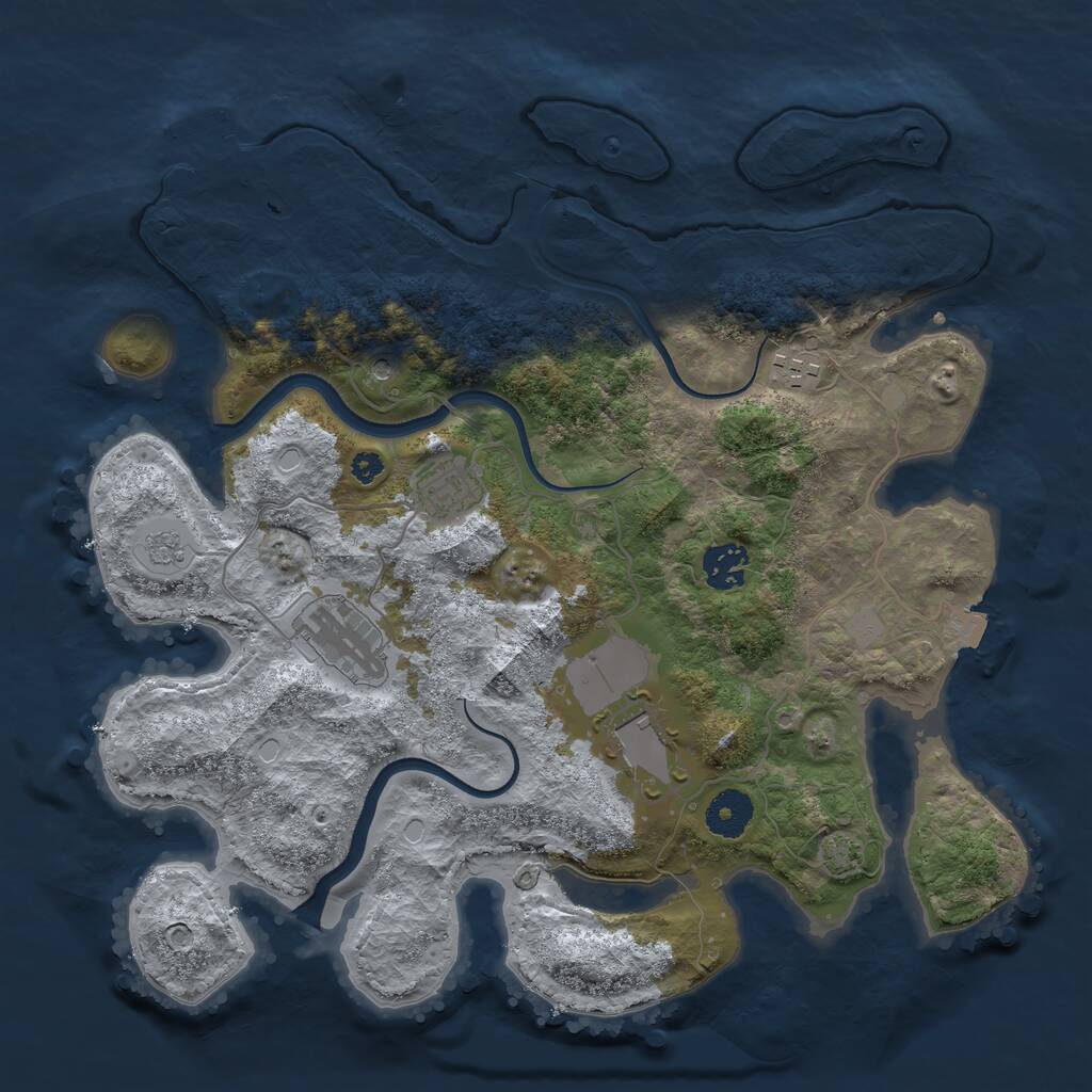 Rust Map: Procedural Map, Size: 3500, Seed: 14719281, 10 Monuments