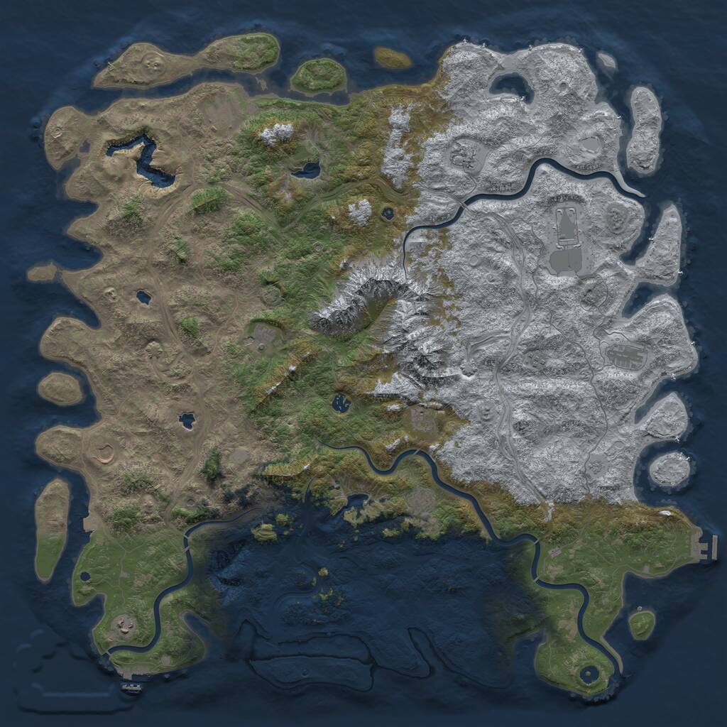 Rust Map: Procedural Map, Size: 6000, Seed: 685551, 17 Monuments