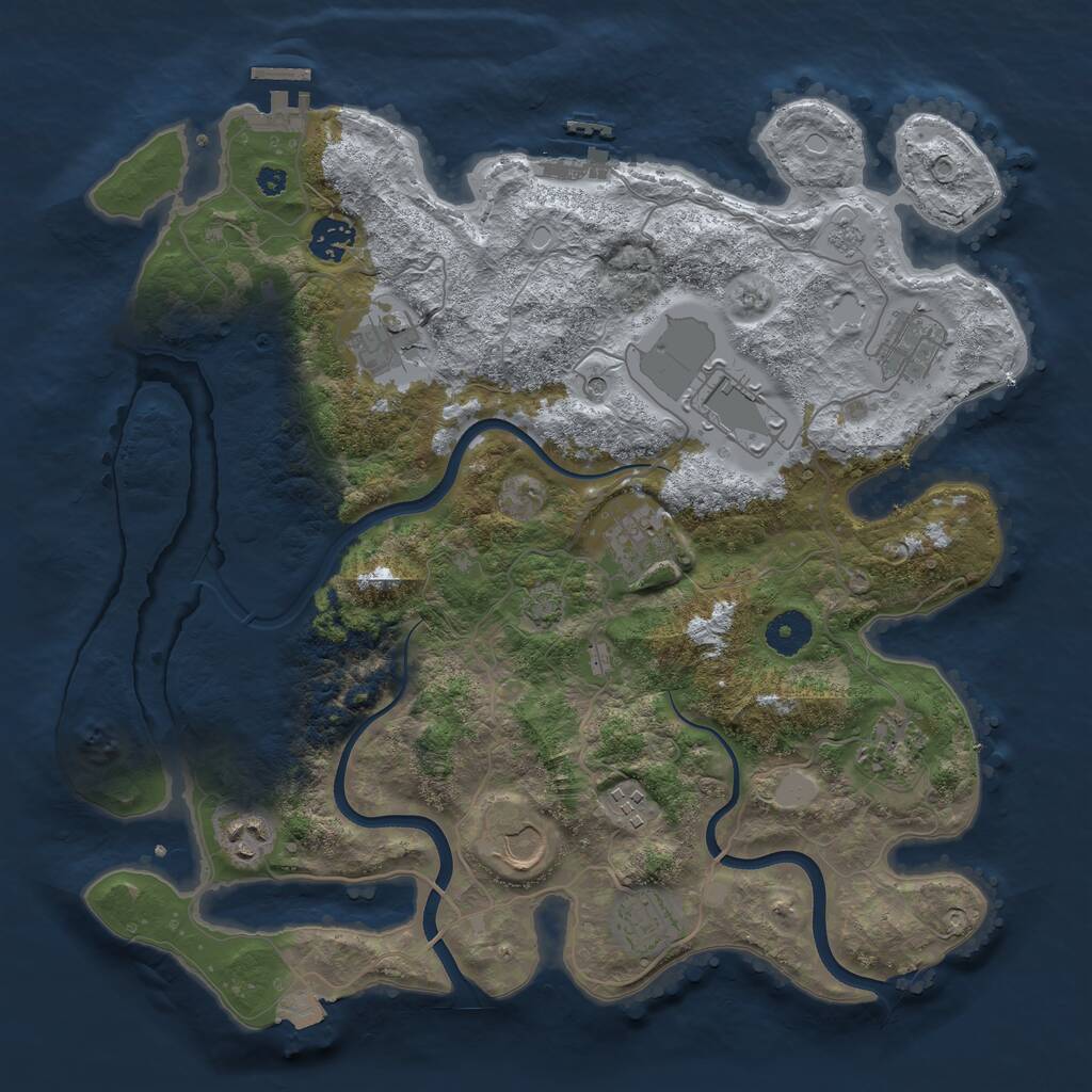 Rust Map: Procedural Map, Size: 3700, Seed: 2078046991, 16 Monuments