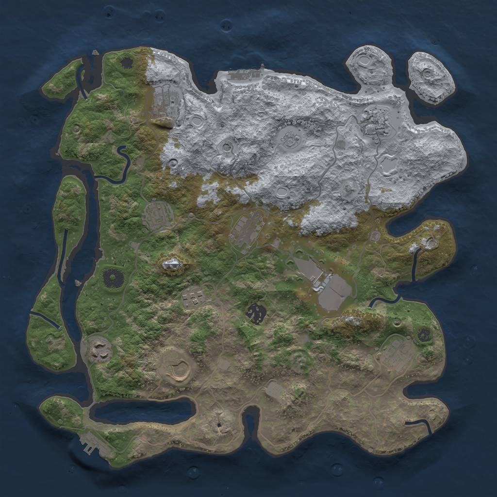 Rust Map: Procedural Map, Size: 3700, Seed: 2078046991, 19 Monuments