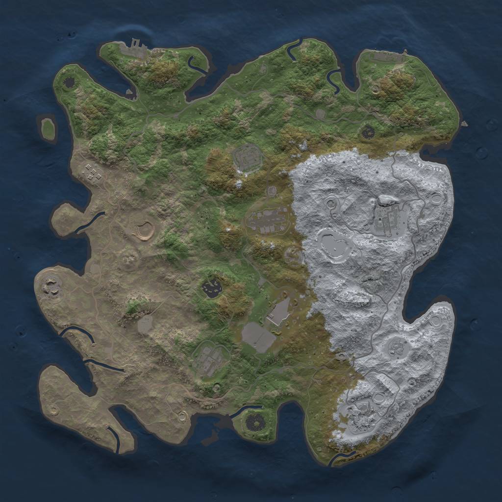 Rust Map: Procedural Map, Size: 4000, Seed: 65461991, 19 Monuments