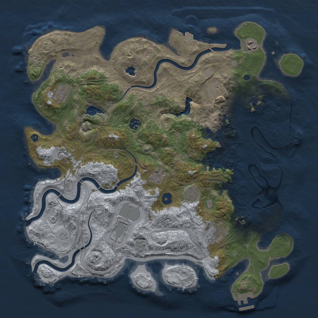 Rust Map: Procedural Map, Size: 4250, Seed: 877171233, 16 Monuments