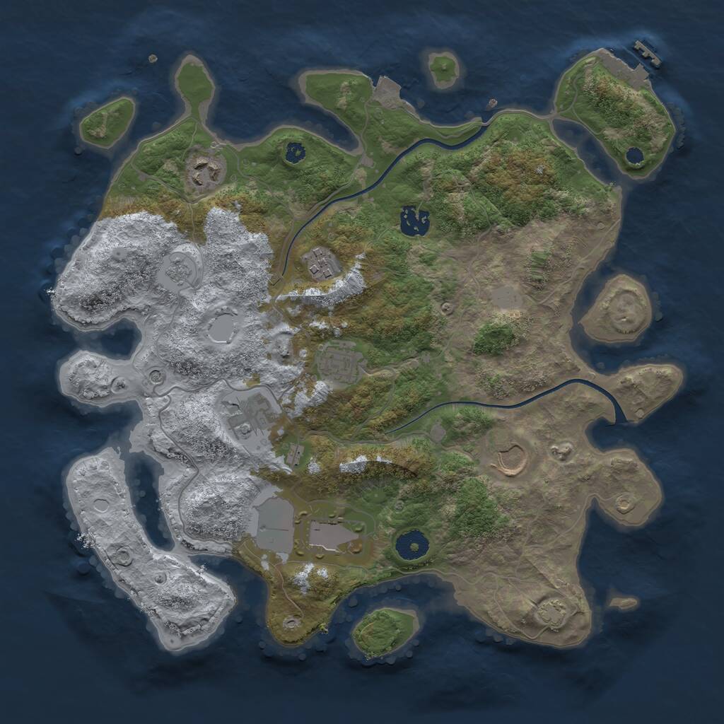 Rust Map: Procedural Map, Size: 3500, Seed: 1740704411, 12 Monuments