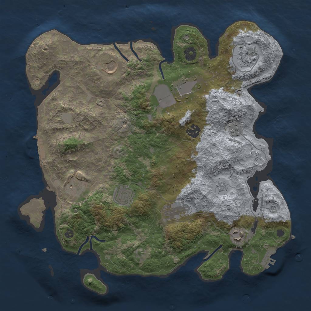 Rust Map: Procedural Map, Size: 3500, Seed: 474158906, 18 Monuments